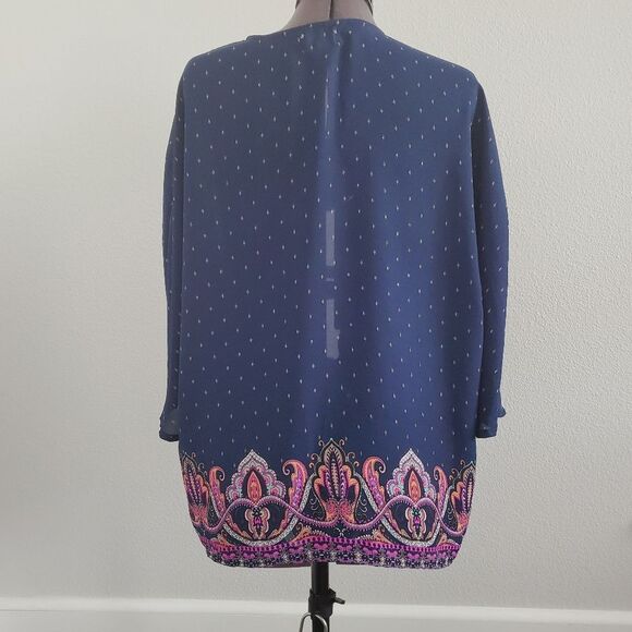 LA Hearts Women's Kimono One Size Blue Pink Paisley Cover-up Lightweight - Picture 5 of 6